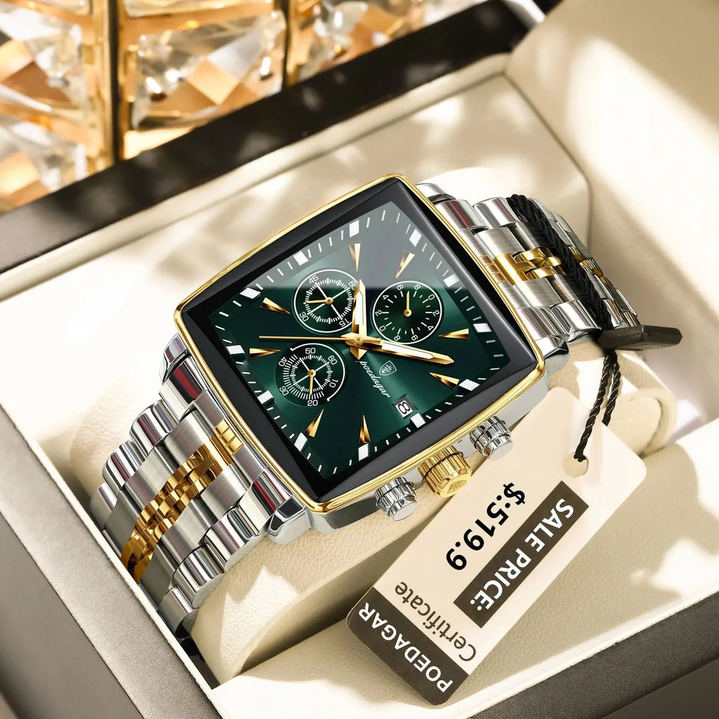 POEDAGAR Top Luxury Male Wristwatch Waterproof Luminous Stainless Steel Men Watch Chronograph Date Business Quartz Men's Watches Vera Lux