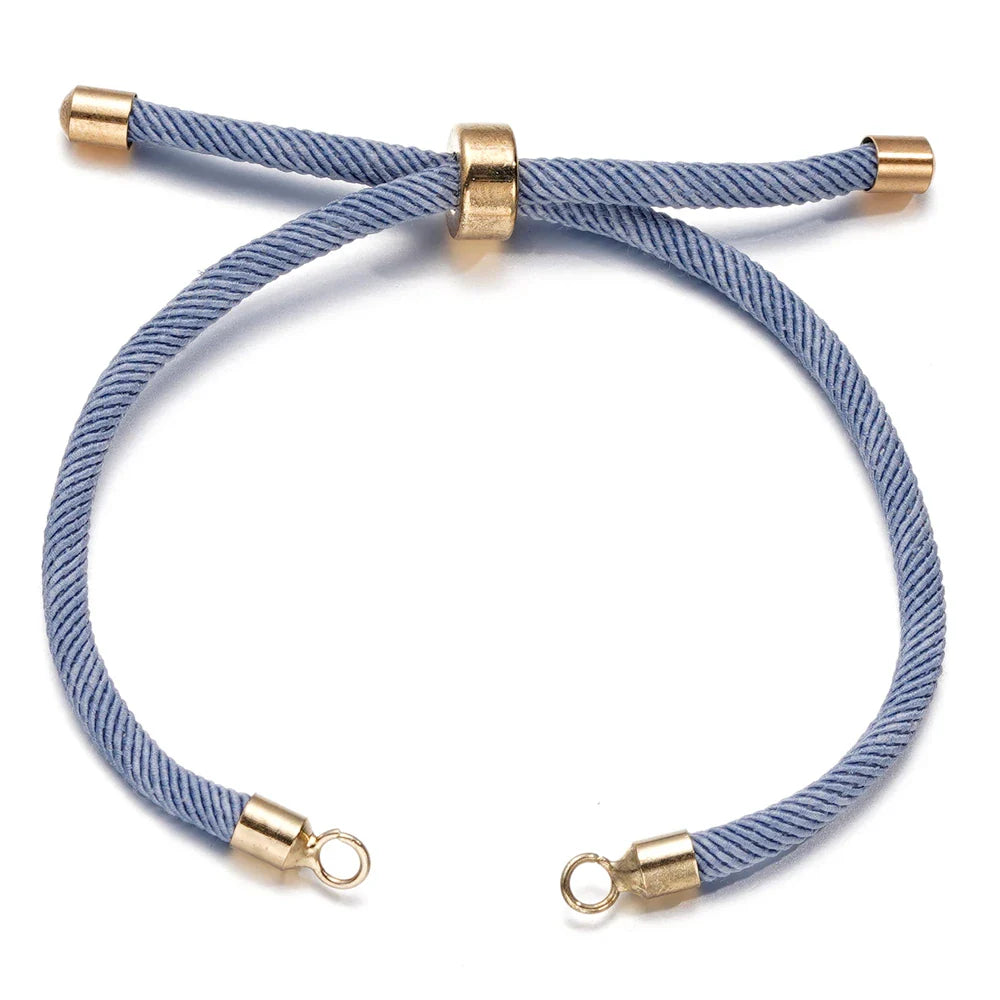 1pc Adjustable Nylon Braided Twisted Cords Slider Friendship Bracelets with Brass Cord End for Jewelry Making DIY Findings Vera Lux
