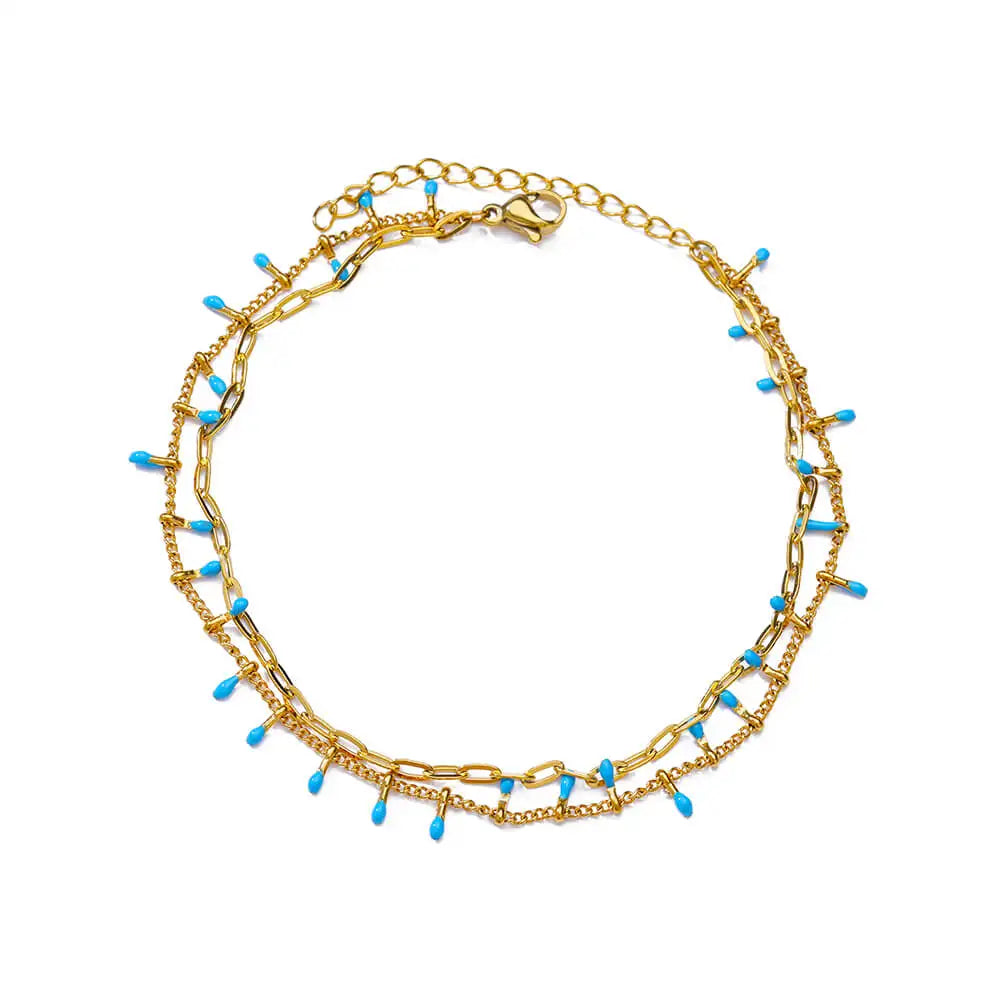 Boho Drops Anklets For Women Gold Color Stainless Steel Anklet Luxury Wedding Aesthetic Jewelry Gift Vera Lux