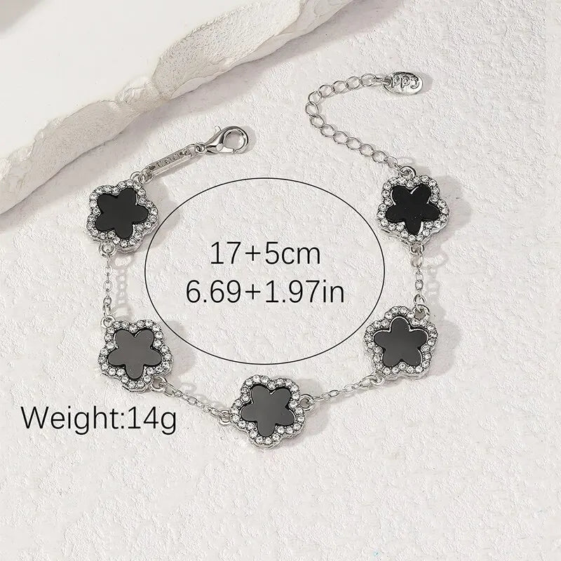 Flower Shape Bracelet Multi Colored With Shiny Cubic Zircon Adjustable Chain Sweet Style Personality Simple Design Jewelry Vera Lux