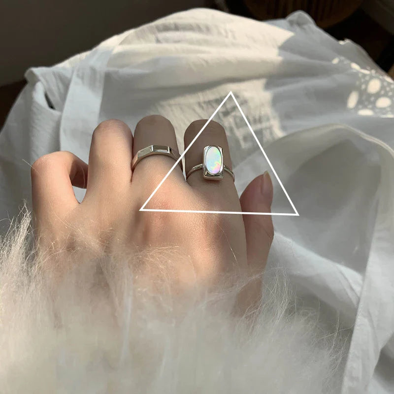925 Sterling Silver plated Ring for Women Girl Gift Blace Stone Crystal Glaze Retro Punk Open Jewelry Dropship Wholesale Vera Lux