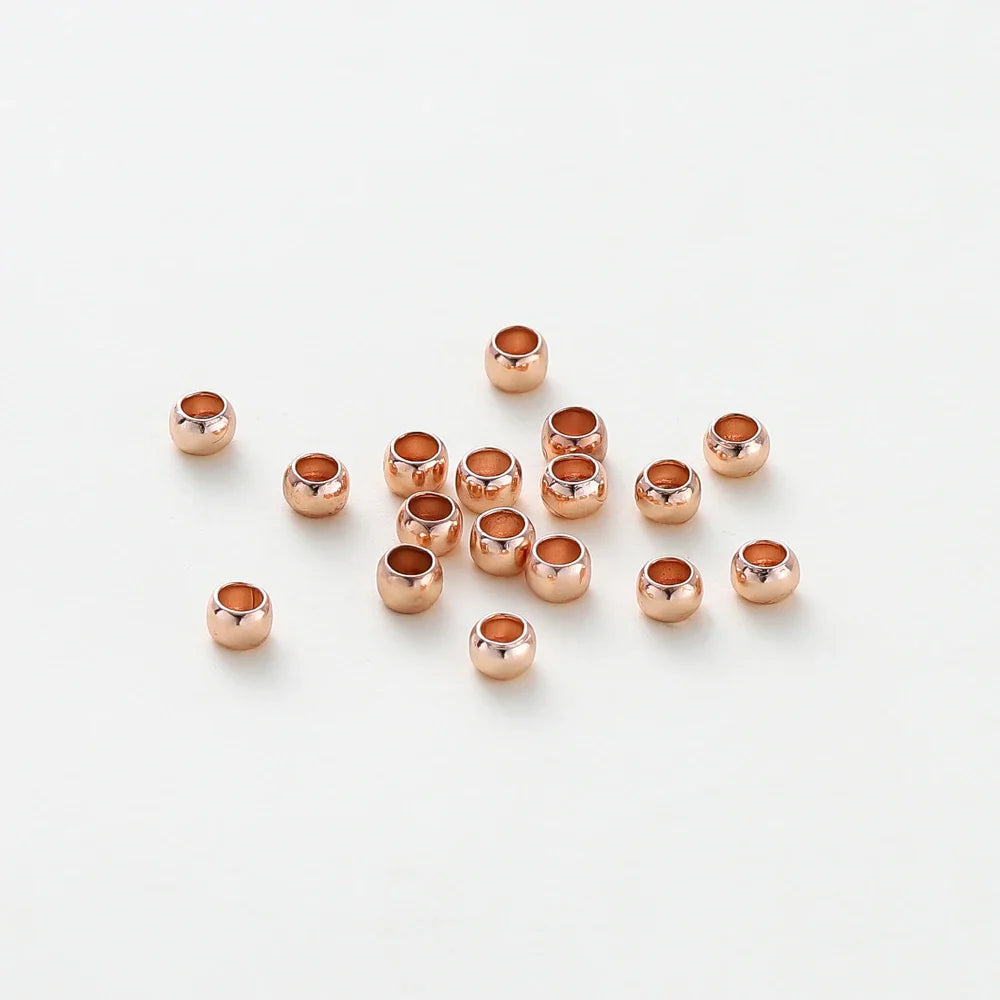 100pcs/lot 1.5/2/2.5mm 14K/18K Gold Color Plated Brass Positioning Beads for DIY Bracelet Necklace Jewelry Making Accessories Vera Lux