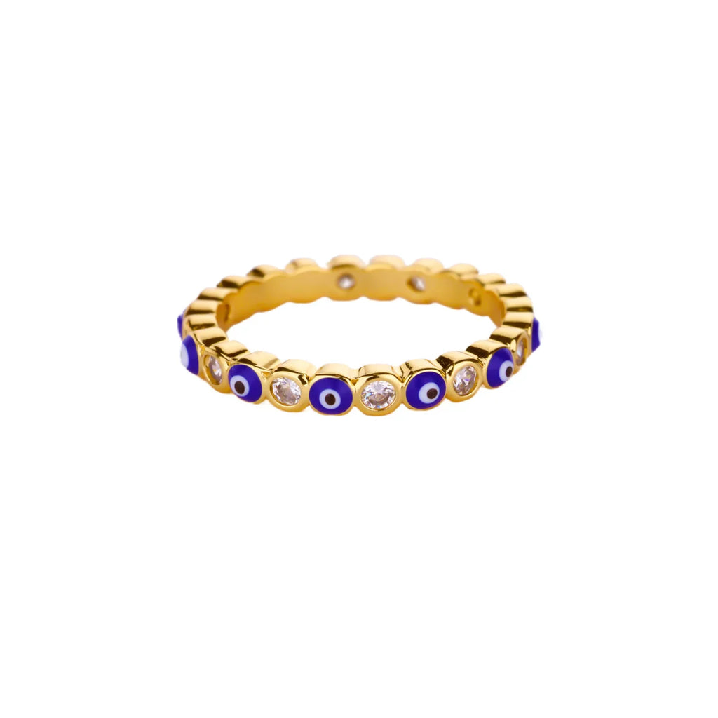 Zircon Evil Eye Rings For Women Gold Color Stainless Steel Evil Eye Finger Ring Lucky Aesthetic Turkish Waterproof Jewelry Gift Vera Lux