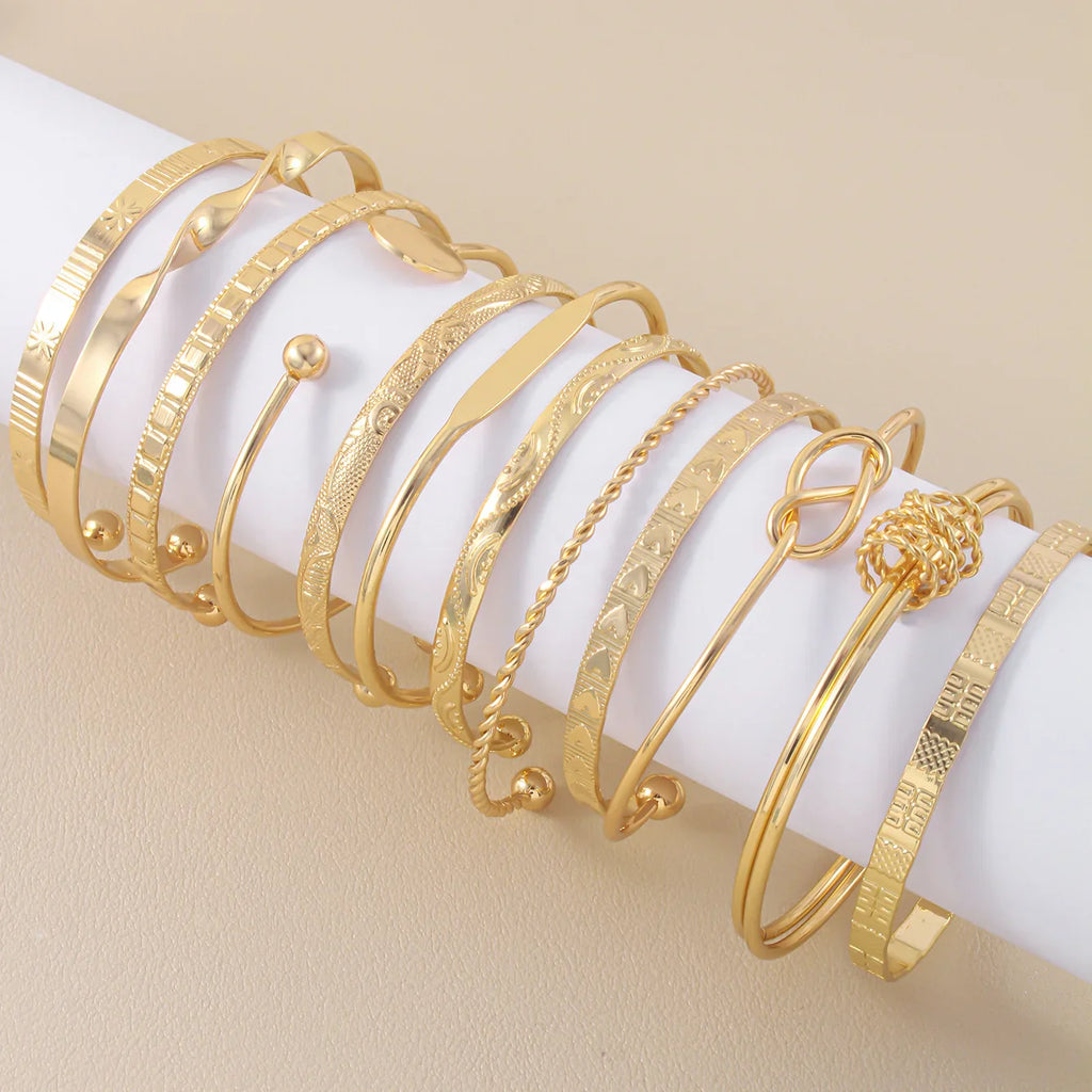 12 Pcs/Set Trendy Multilayer Open Bangles Set for Women Punk Gold Color Geometric Delicate Twist Bracelets Wedding Jewelry Gifts Vera Lux