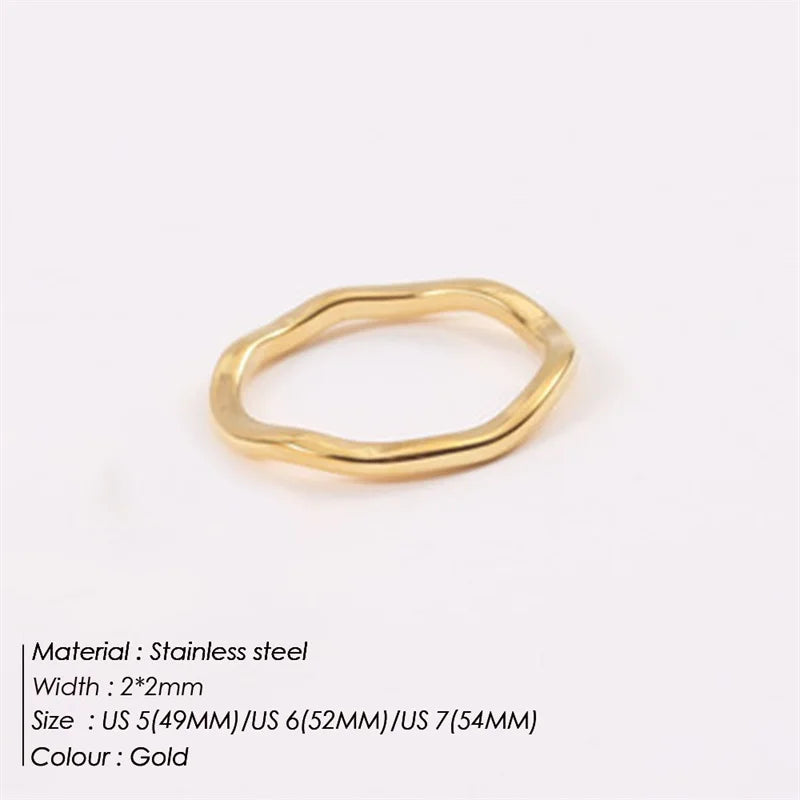 Stainless Steel Ring for Women Irregular Wave Rings Trendy Simple Geometric Handmade Couple Jewelry Wholesale Dropshipping Vera Lux