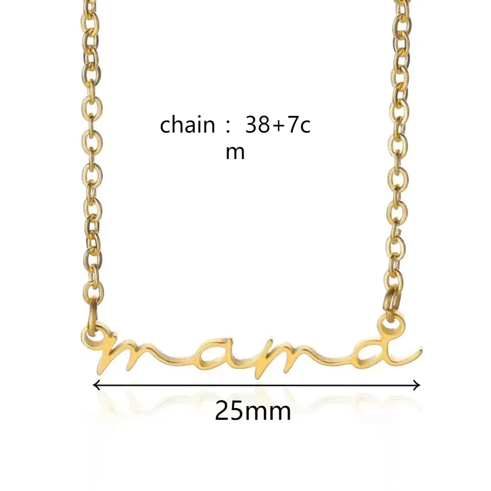 Dainty Mama Necklace Gold Color Stainless Steel Waterproof Choker Mama Letters Nameplate Necklaces Jewelry Gift For Mom And Wife Vera Lux