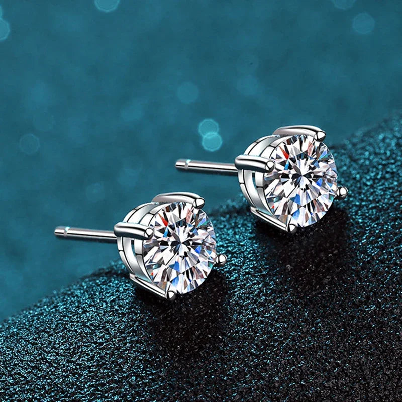 NeeTim Real 0.1-2 Carat D Color Moissanite Earrings For Women 100% 925 Sterling Silver with White Gold Plated Wedding Jewelry Vera Lux