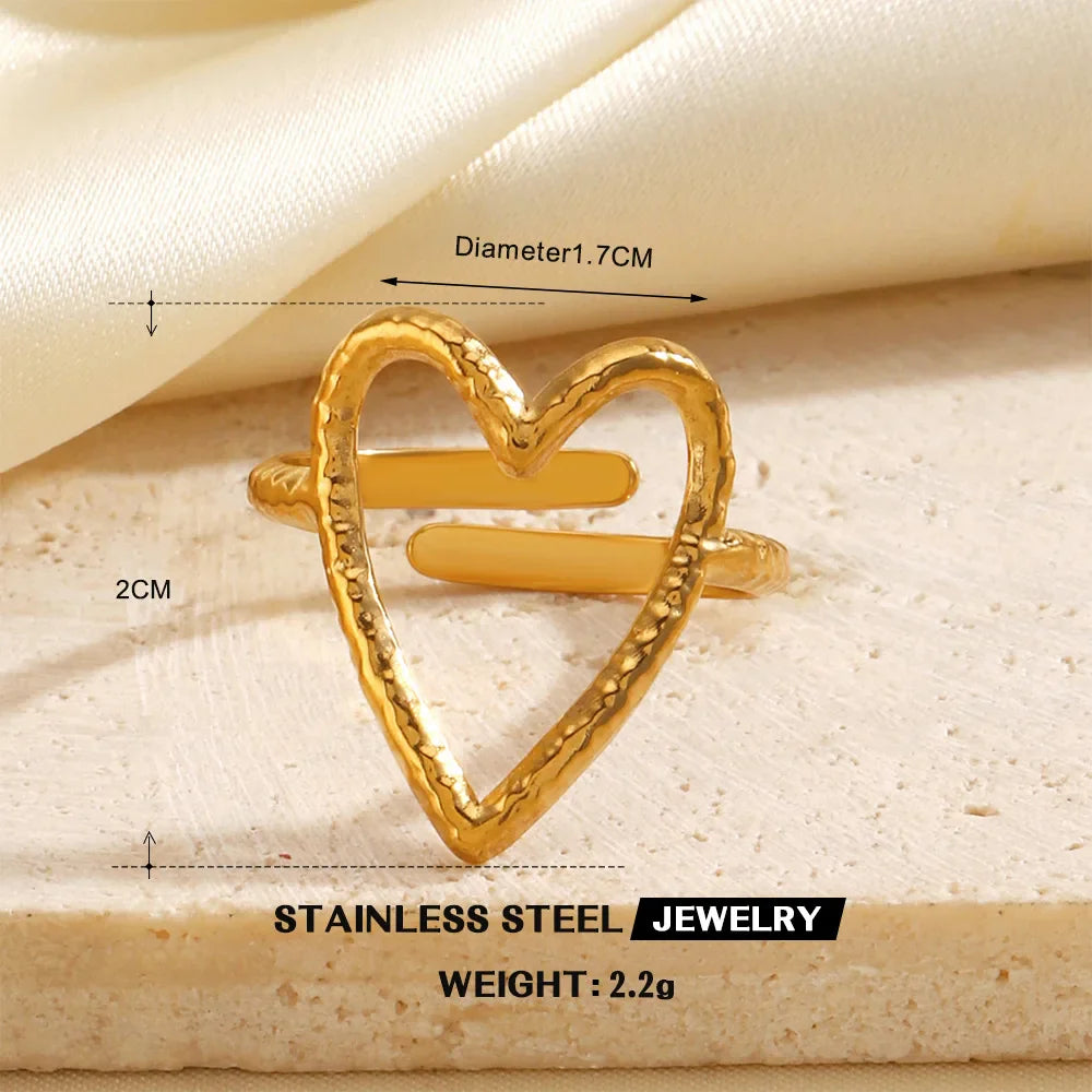 1Pc Stainless Steel Gold Color Rings For Women Waterproof Geometric Open Finger Ring Girls Fashion Daily Jewelry Accessories Vera Lux