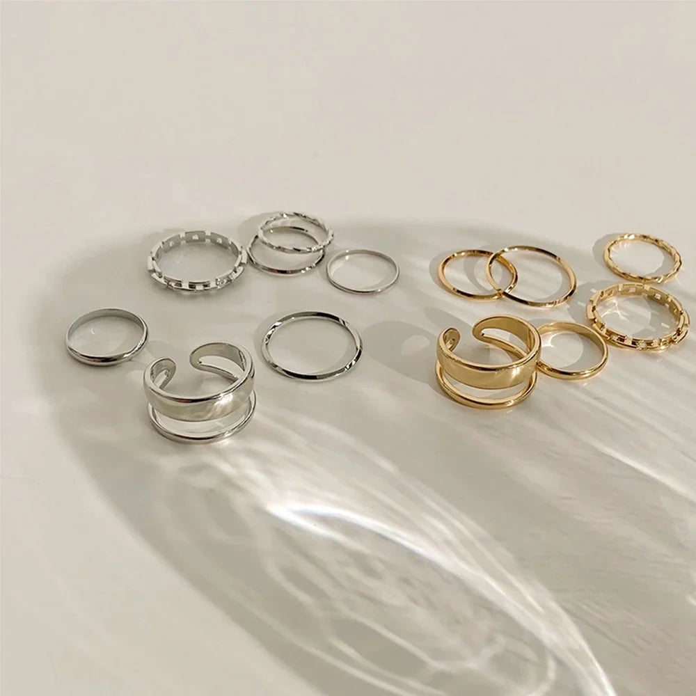 The Tide Cool Ring Set Female Korean Ring Ring Net Red Jewelry Not Fade Color Ring Cold Wind Hip Hop Index Finger Ring Vera Lux