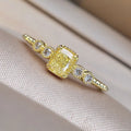 925 Sterling Silve Geometric Yellow Cubic Zirconia Women Rings Gorgeous Wedding Accessories Anniversary Party Female Jewelry Vera Lux