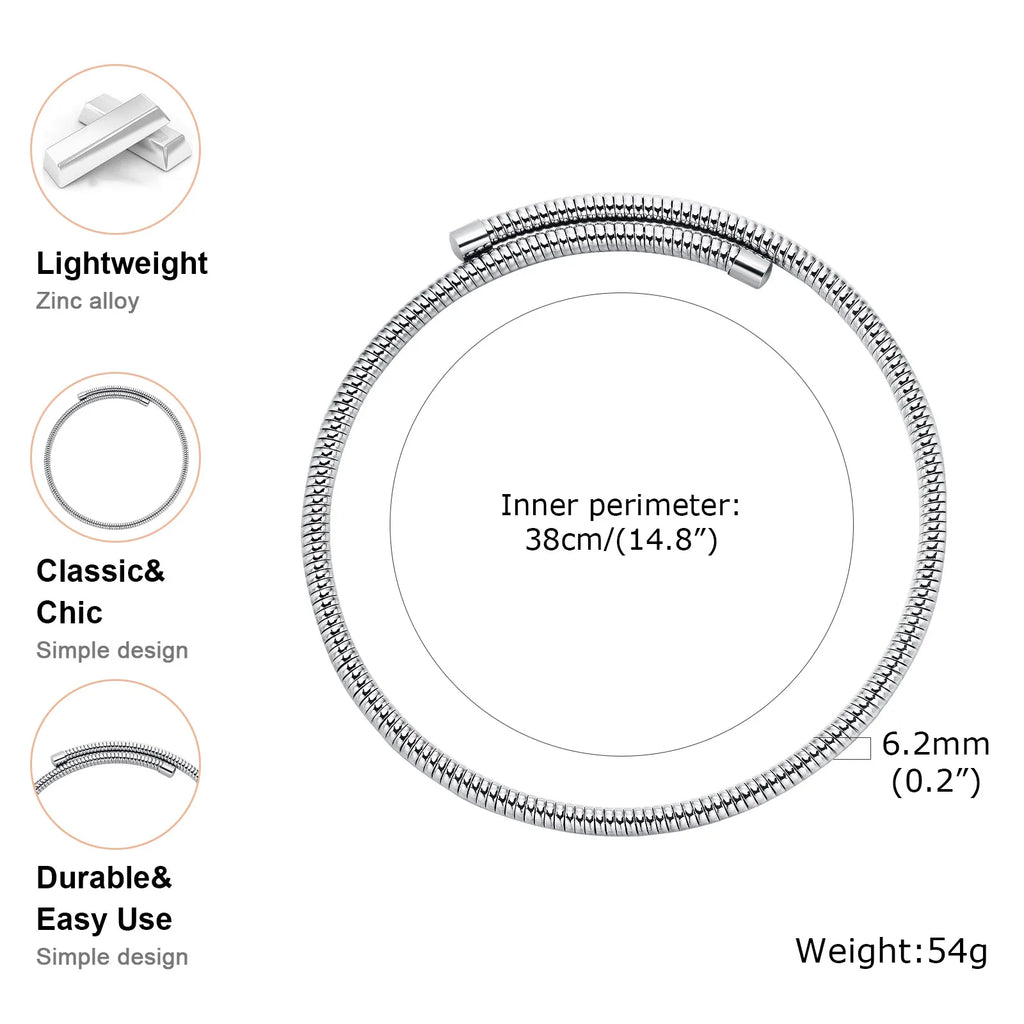 Women Torques Necklace, Adjustable Open Choker Snake Collar Stretch Statement Jewelry Vera Lux