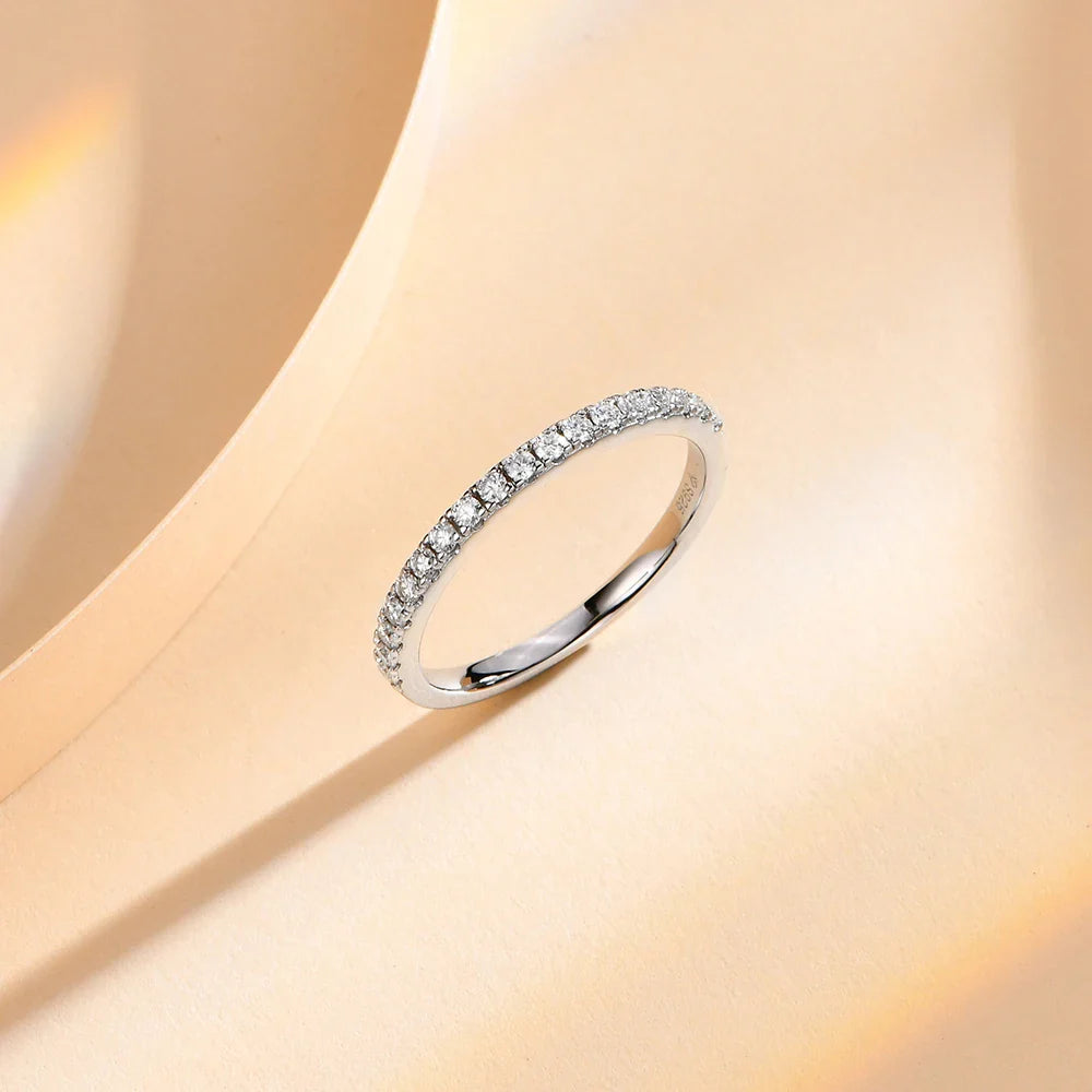 MINTYBOX Moissanite Wedding Band Ring S925 Sterling Sliver Brilliant 1.5mm Diamond Rings for Women All Pass Test Fine Jewelry Vera Lux