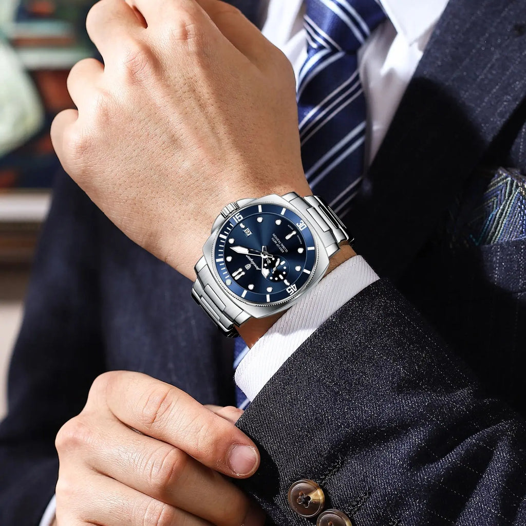 POEDAGAR Top Fashion Luxury Watch For Men Waterproof Luminous Date Men's Watches Stainless Steel Business Quartz Male Wristwatch Vera Lux