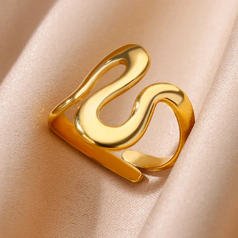 316L Stainless Steel Rings for Women Gold Color Multilayer Geometric Open Ring Vintage Waterproof Wedding Aesthetic Jewelry Gift Vera Lux