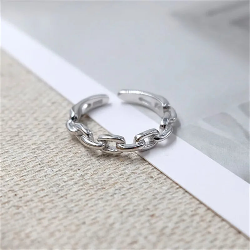 925 Sterling Silver Cuba Chain Opne Rings For Women Engagement Wedding Luxury Fine Jewelry Wholesale Vera Lux