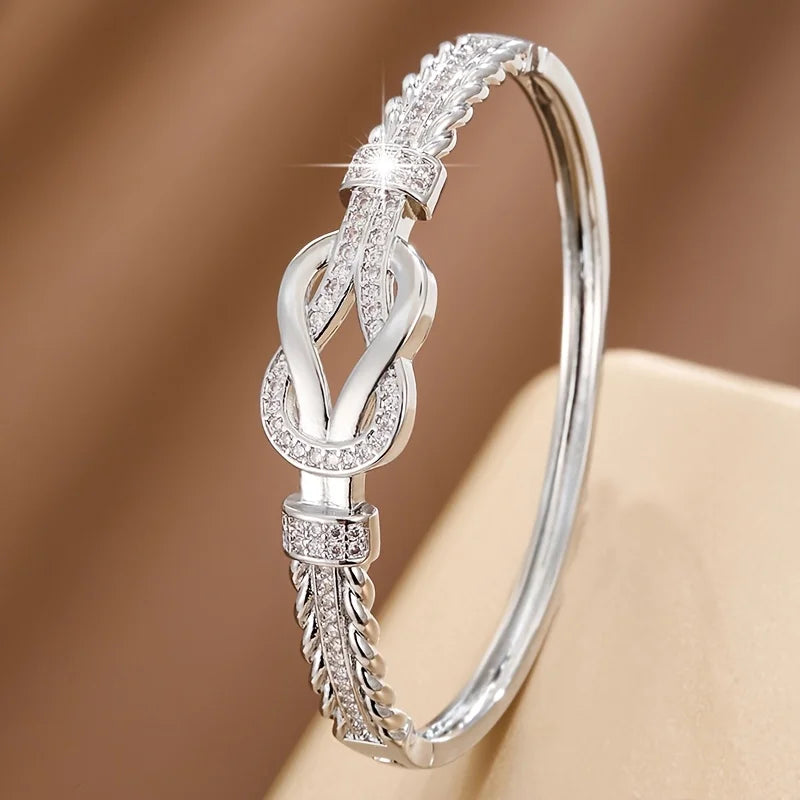 1Pcs Zircon Bangles Elegant And Simple Women's Bracelet Gold Silver Bracelet Cross Buckle Fashion Accessories Vera Lux