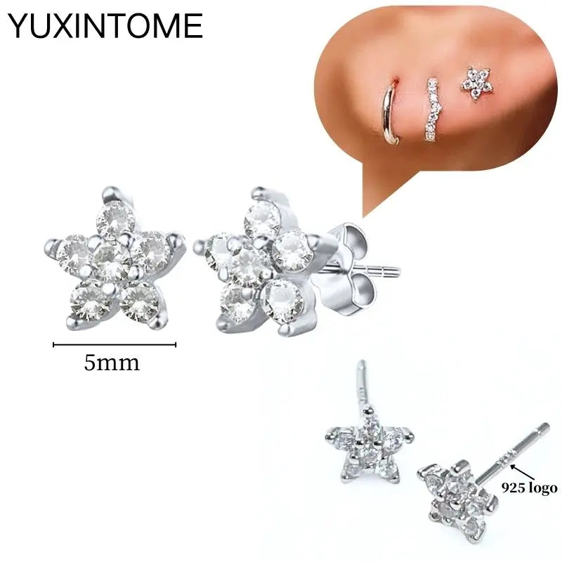 925 Sterling Silver Ear Needle Fashion Hoop Earrings White Crystal Luxury Women's Silver Earrings Wedding Women's Jewelry Gift Vera Lux