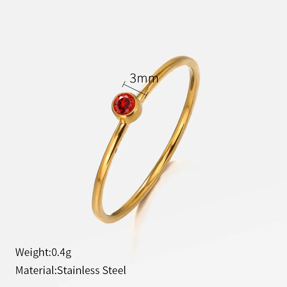 316 Stainless Steel Birthstone Ring Gold Color Simple Fashion Style For Women Festival Party Gift Jewelry Dropshipping Vera Lux