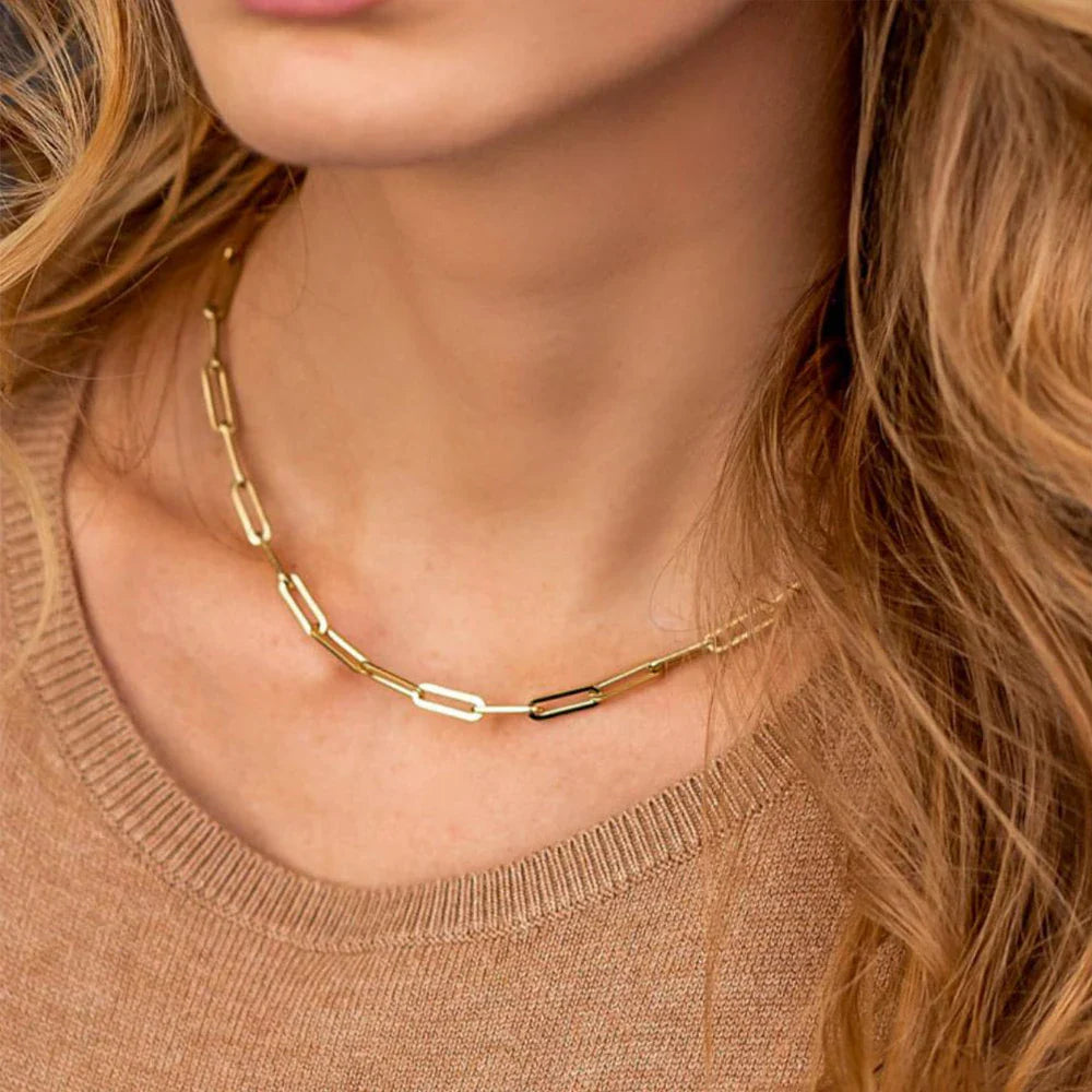 SUNIBI Stainless Steel Link Chain Choker Necklaces For Women Delicate Simple Necklace Friends Gift Jewelry Kolye Vera Lux