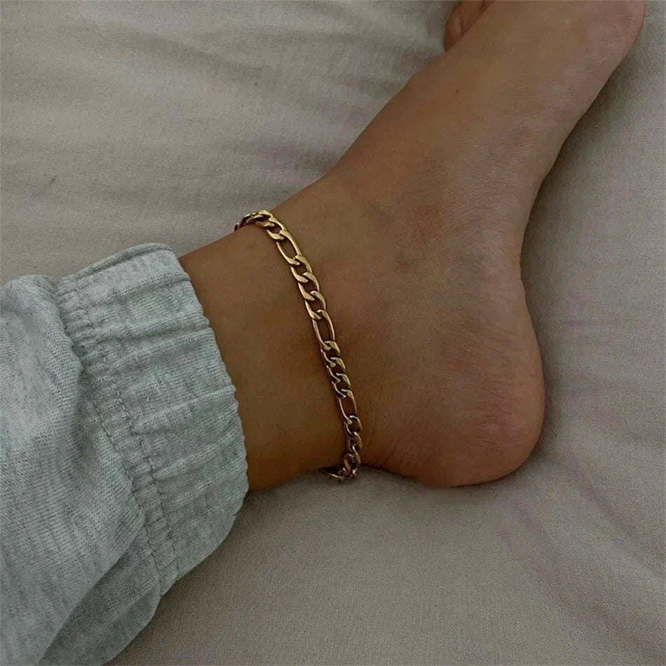 Franco Link Chain Anklets For Men Women Hip Hop Rapper Stainless Steel Foot Jewelry Leg Chain Ankle Cuban Chains Vera Lux