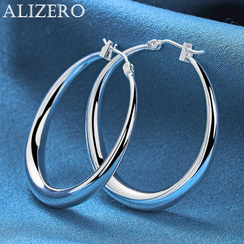 ALIZERO 925 Sterling Silver Earrings Simple Round Circle Hoop Earrings For Woman Fashion Wedding Engagement Charm Jewelry Gifts Vera Lux