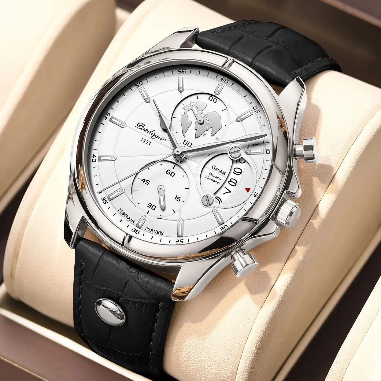 POEDAGAR Luxury Man Wristwatch Chronograph Date Waterproof Leather Men Watch Casual Quartz Men's Watches Sports Male Clock Reloj Vera Lux