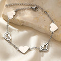 Stainless Steel Bracelets Fresh Double Heart Design Openwork Carving Noble Bracelets For Women Jewelry  Luxuries Banquet Gifts Vera Lux