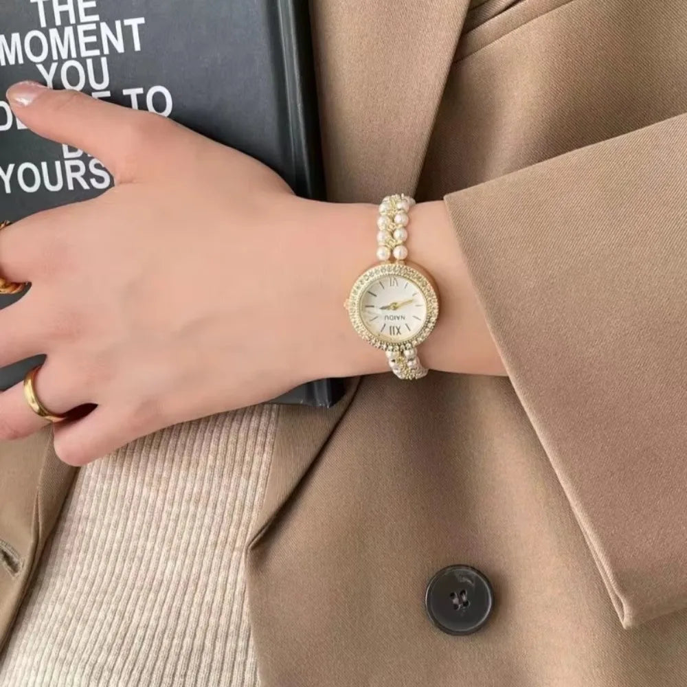Pearl Studded Strap Women Watch Luxury Ladies Gift Bracelet Watch Fashion Quartz Wristwatches Dropshipping Relojes Para Mujer Vera Lux