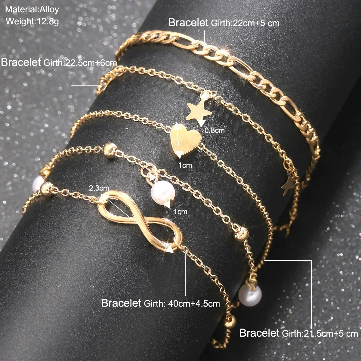 5Pcs Retro Multilayer Tassel Anklet Set for Women Bohemia Vintage Pearl Butterfly Star Heart Pendant Foot Bracelet Beach Jewelry Vera Lux