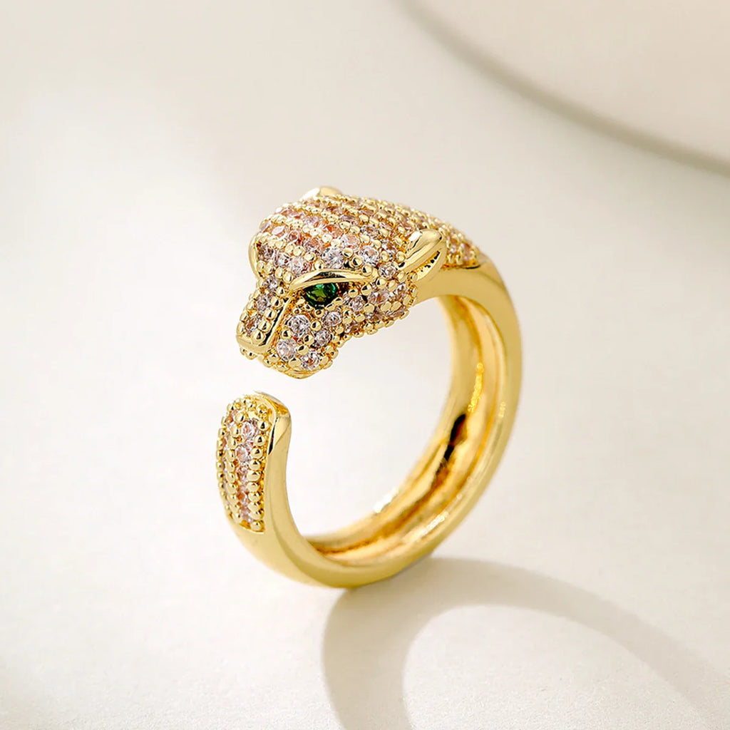 2025 New Fashion Statement Big Animal Ring For Women Girl Party Jewelry Gold Color Hollow Leopard Open Ring Wholesale Vera Lux
