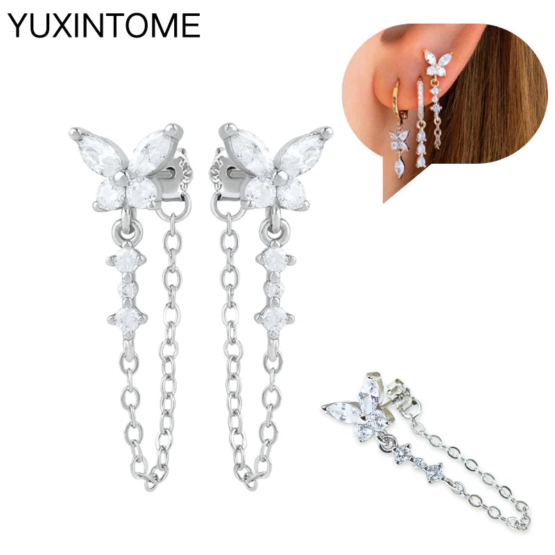 925 Sterling Silver Ear Needle Fashion Hoop Earrings White Crystal Luxury Women's Silver Earrings Wedding Women's Jewelry Gift Vera Lux