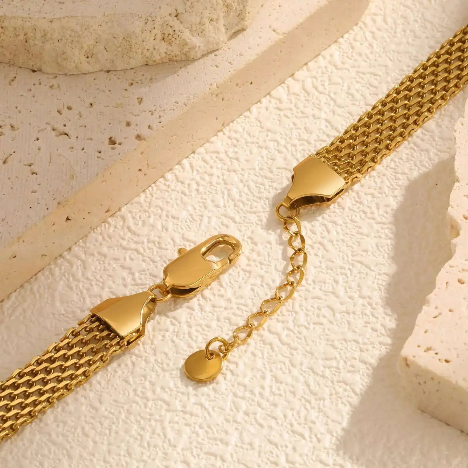 Mesh Link Chain Stainless Steel Bracelet for Women, 3mm/4mm/6mm Gold Plated Italian Chain Wristband Gift Jewelry, Non Tarnis Vera Lux