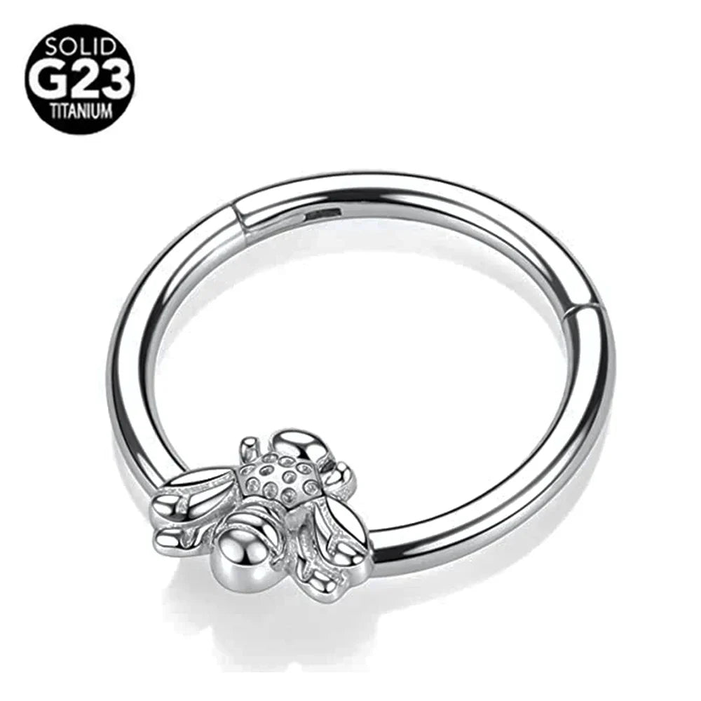 G23 Titanium Bee Septum Nose Ring Piercing Body Jewelry 16G Moon Segment Snake Clicker Helix  Ear Cartilage Heart Daith Hoop Vera Lux