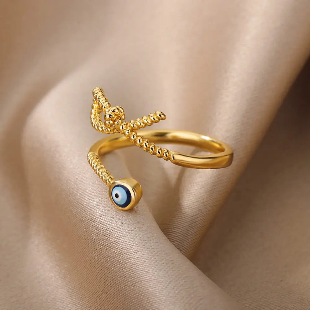 Evil Eye Rings For Women Stainless Steel Turkish Eye Ring Wedding Gothic Aesthetic Jewelry Sets anillos bague bijoux Vera Lux