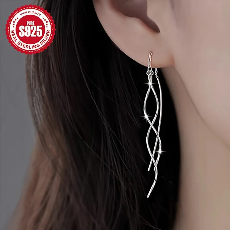 Elegant Crossed Wave S925 Silver Earrings for Women Suitable for Daily Commuting And Various Occasions Gift Essential Vera Lux