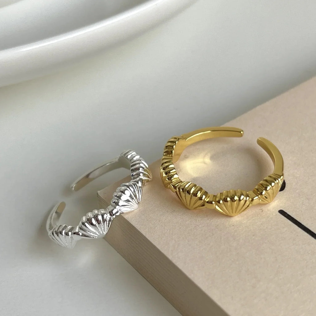 Fashion 925 Sterling Silver Shell Adjustable Rings Luxury Jewelry For Women Accessories Wholesale Vera Lux