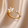 Fashion Zircon Sun Flower Rings For Women Stainless Steel Gold Color Geometric Ring Trendy Wedding Party Aesthetic Jewelry Gifts Vera Lux