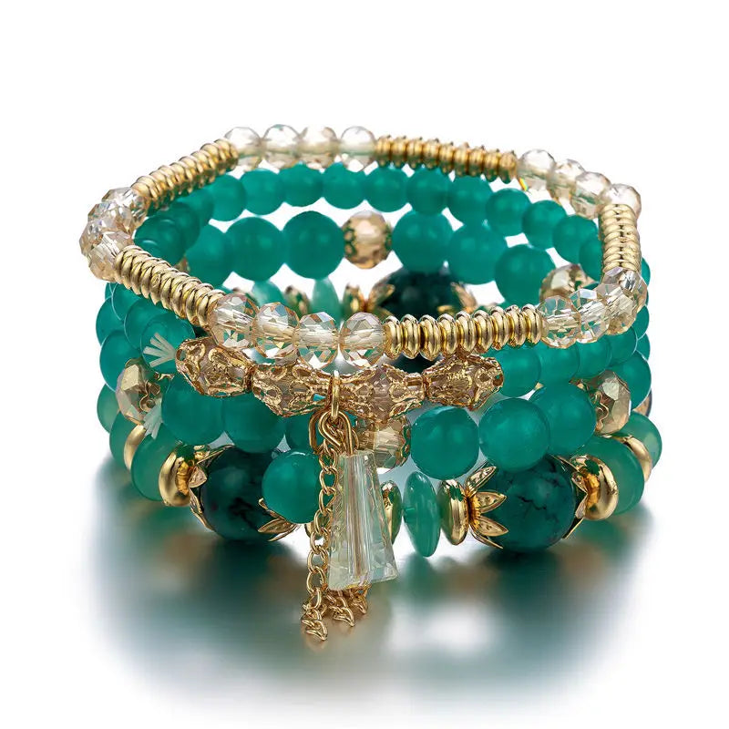 4Pcs New Tassel Charm Beads Bracelet Set For Women Colorful   Glass Beaded Chain Bangle Female Bohemian Jewelry Vera Lux
