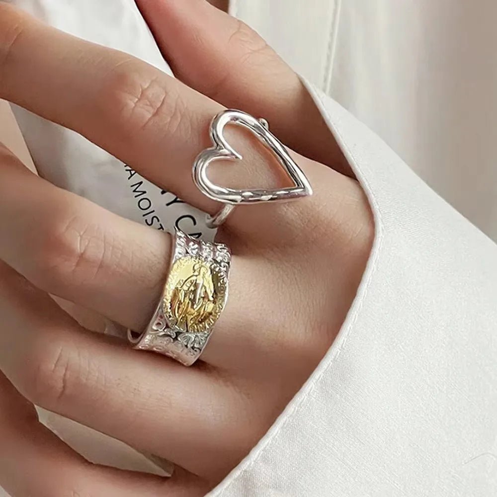 925 Sterling Silver Ring For Women Jewelry Heart Finger Open Handmade Ring Allergy For Party Birthday Gift Vera Lux