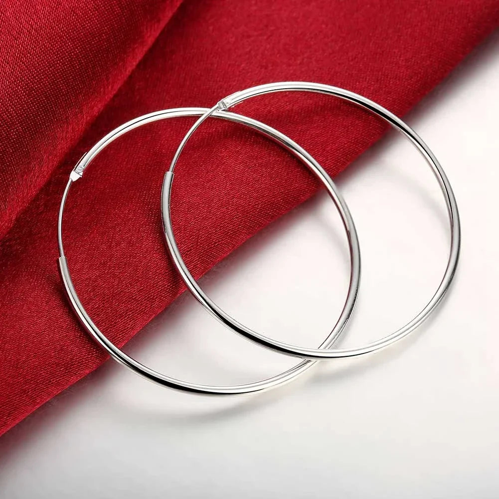 Top Quality 925 Sterling Silver Earrings Simple Round Circle Hoop Earrings For Woman Fashion Wedding Engagement Charm Jewelry Vera Lux