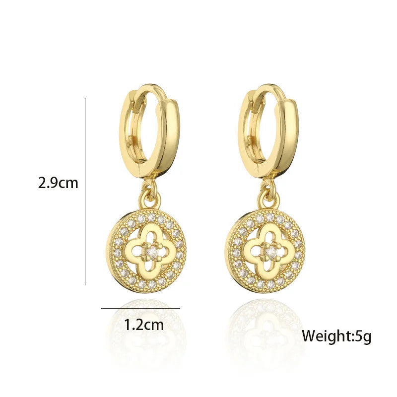 NEWBUY Fashion Gold Color Copper Geometric Earrings Luxury CZ Elephant Charm Dangle Earring Female Party Jewelry Accessories Vera Lux