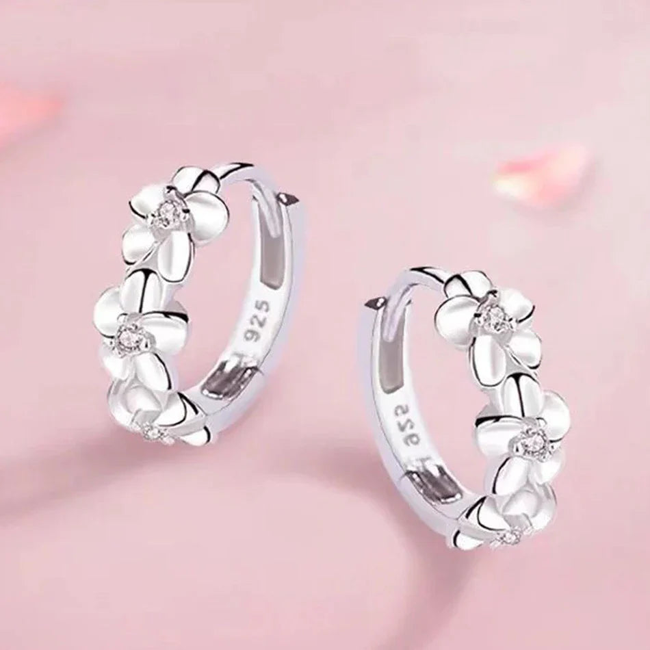 925 Sterling Silver Hoop Earrings With Sweet Flower Design Great For Everyday Wear Holidays And Gifts Vintage Bohemian Style Vera Lux