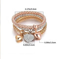 3 PCS Set Heart Lock Key Music Sign Charm Bracelet Owl Rose Gold Plating Silver Color Chain Owm Charm Bangle Jewelry Set Vera Lux
