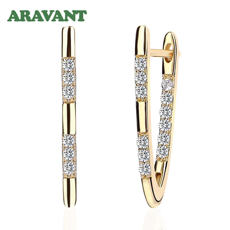 Aravant 925 Silver 18K Gold Cubic Zirconia Hoop Earrings For Women Fashion Jewelry Vera Lux