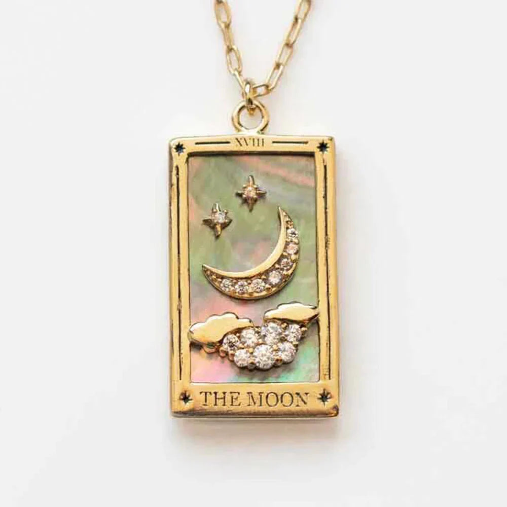 1Pcs Necklace Creative Pendant Tarot Card Elements Sun Star Moon Knight Necklace Pendant Fashion Trendy Accessories Vera Lux
