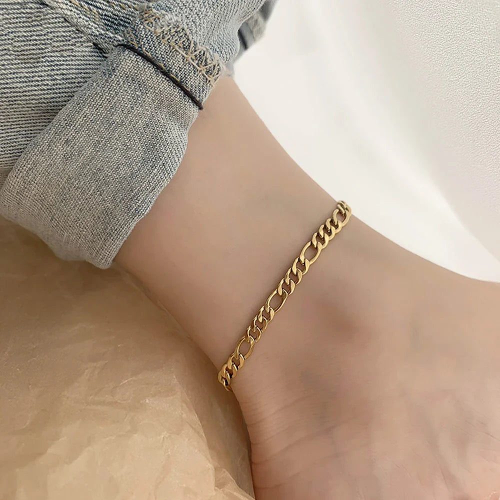 Franco Link Chain Anklets For Men Women Hip Hop Rapper Stainless Steel Foot Jewelry Leg Chain Ankle Cuban Chains Vera Lux