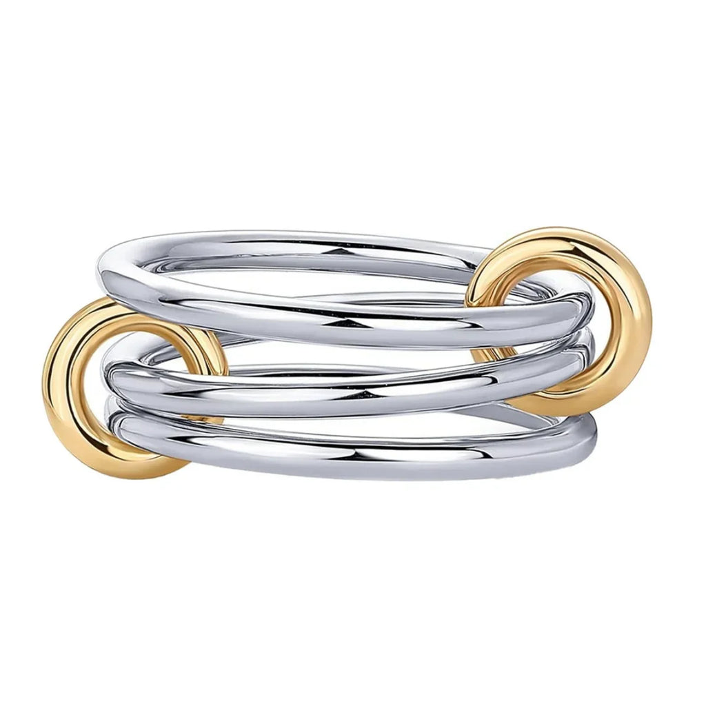 A Niche Two-Color Four-Ring Copper Jewelry Ring, Hypoallergenic, Ins Style, Stacking Artifact, Suitable For Young Women Vera Lux
