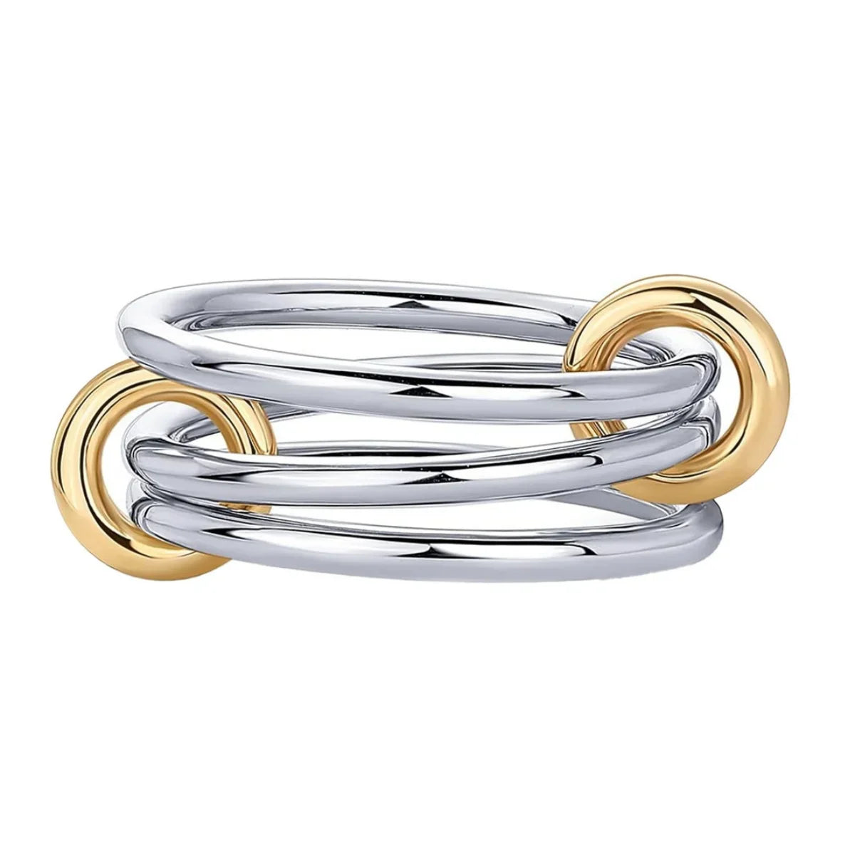 A Niche Two-Color Four-Ring Copper Jewelry Ring, Hypoallergenic, Ins Style, Stacking Artifact, Suitable For Young Women Vera Lux