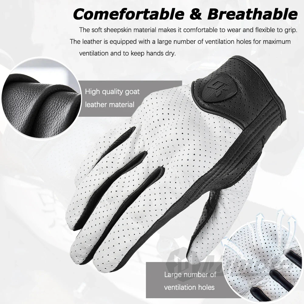 Leather Gloves Retro Biker BikerZoneZ