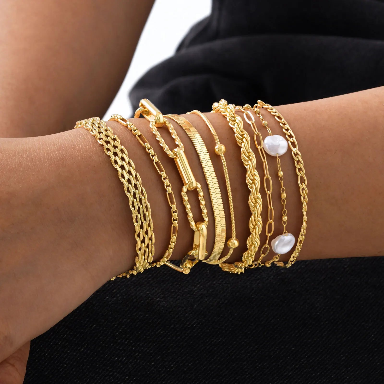 Waterproof Stainless Steel Chain Bracelets For Women , Gold Plated Fashion Stackable Link Bracelet Gifts Vera Lux